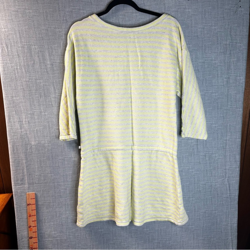Victoria's Secret Striped Terry Knit Mini Dress Yellow Grey Drawstring Waist L - Picture 2 of 10
